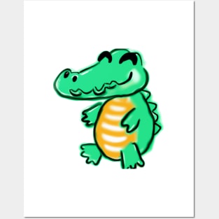 Cute Alligator Drawing Posters and Art